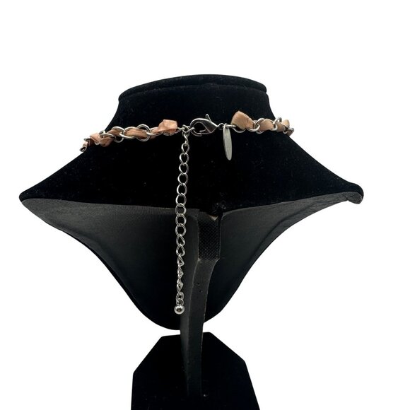 Multi-Layered Statement Necklace With Faux Pearls Crystals & Pink Chain By NY - Picture 4 of 6